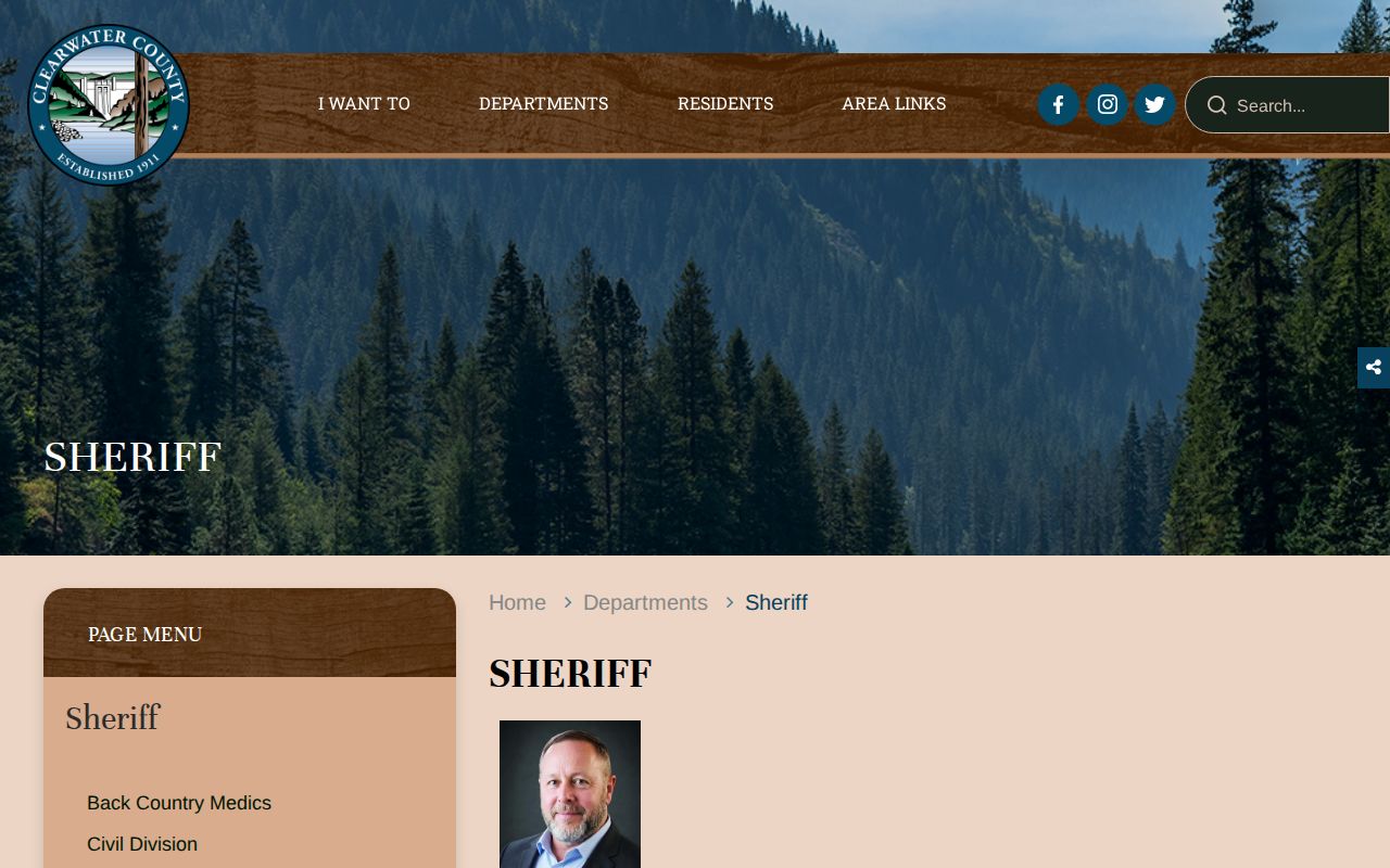 Clearwater County Sheriff official arrest records contact page