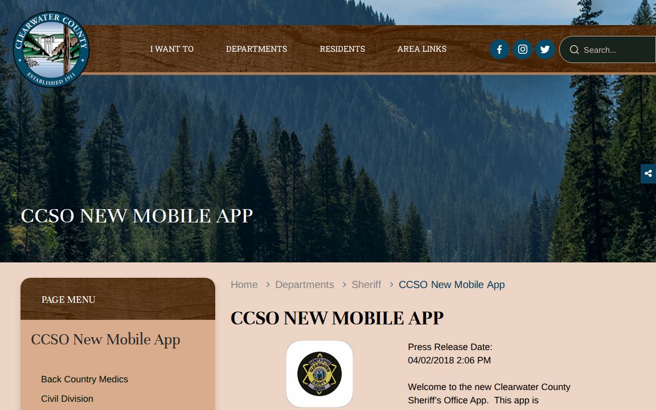 Clearwater County same-day arrest and custody app information