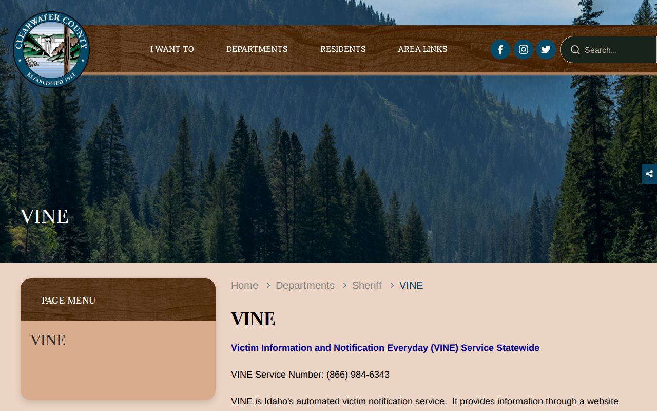 Clearwater County VINE arrest check information